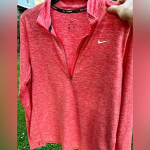Womens Nike Running 1/4 zip pullover Reflective Dri-fit Orange Red Large L